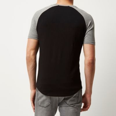 Black contrast raglan t-shirt